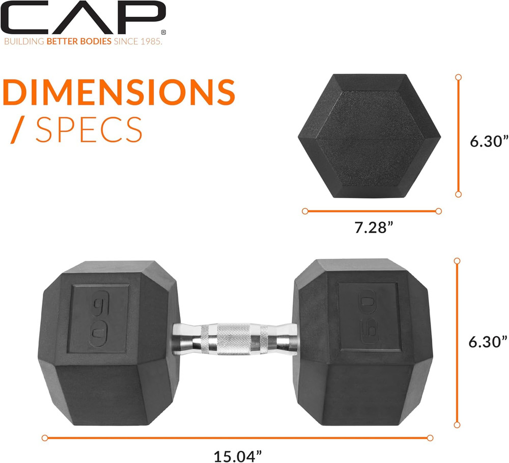 Coated Hex Dumbbell Weight - Single | 10-120 Lbs | Multiple Options