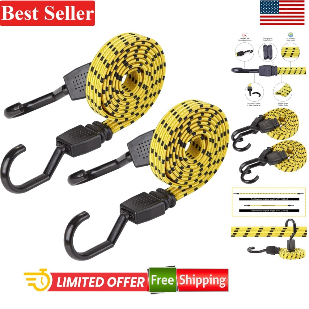 Versatile 48" Flat Bungee Cord with Ultra Hook - Ideal for Cargo & Outdoor Use