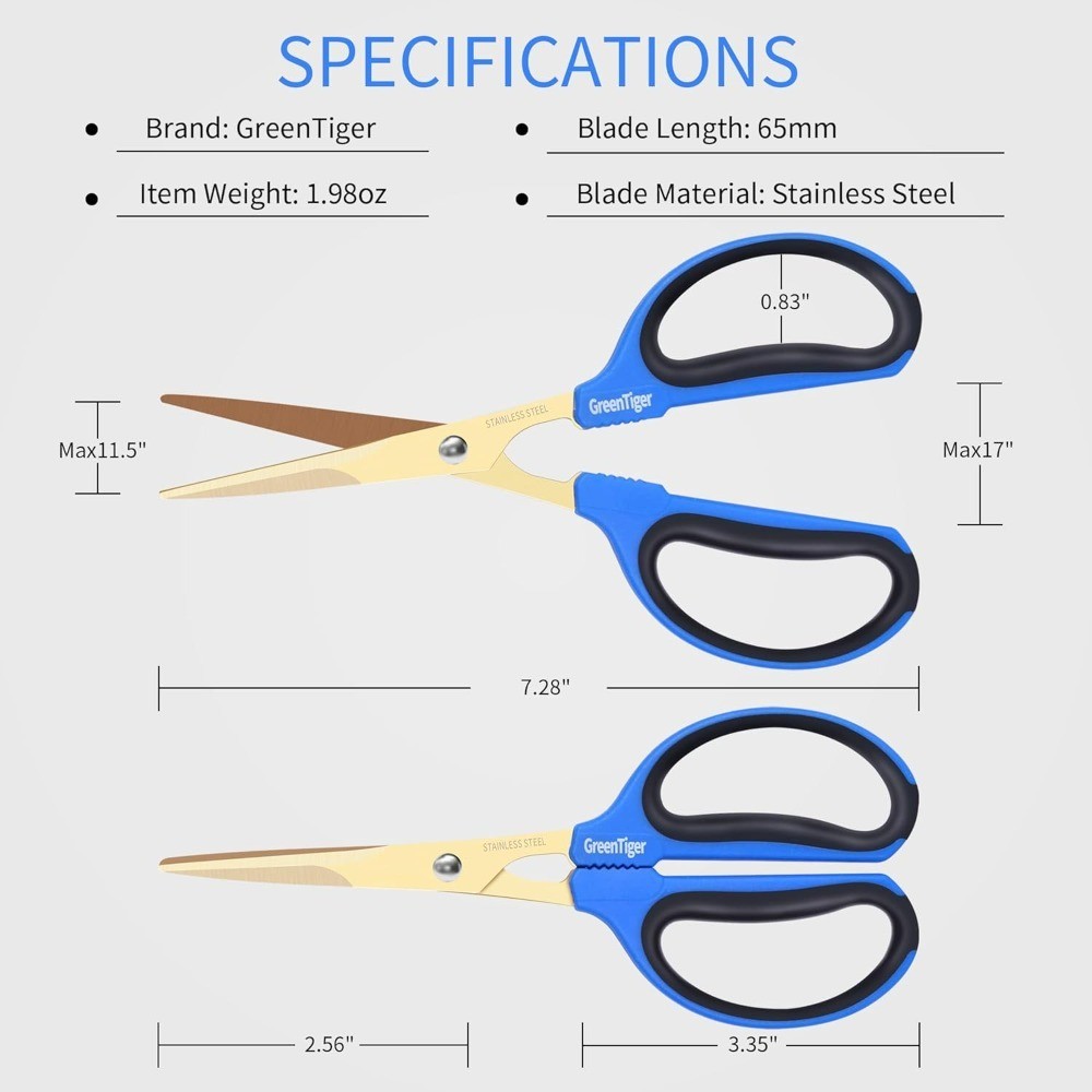 Extra Long Blade Garden Pruning Shears 65mm Titanium Coating Sharp Precision