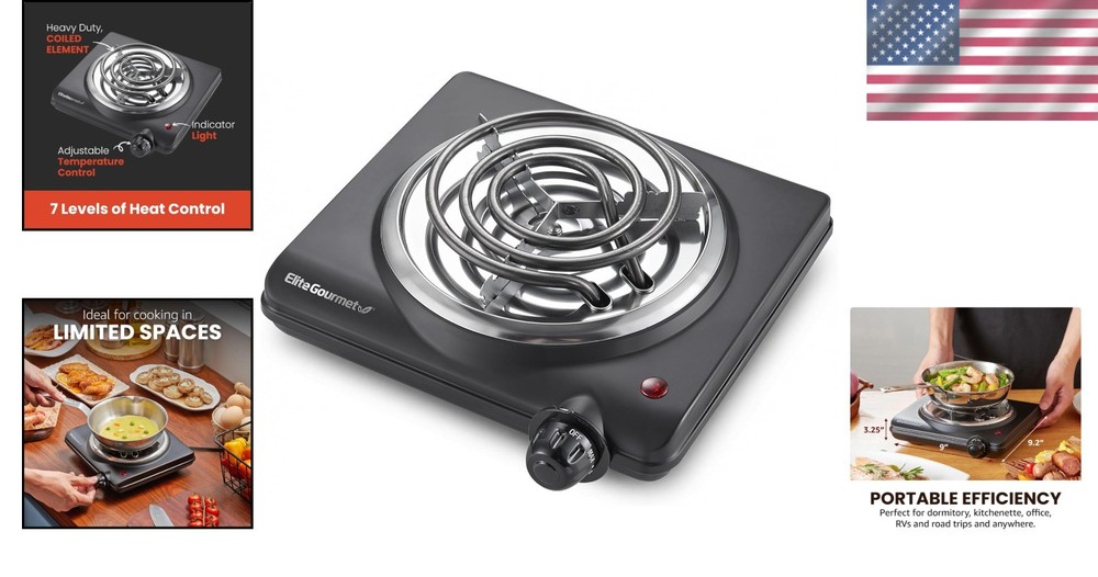Versatile Cooking Hot Plate - 1000W Coiled Burner with Easy Temperature Control