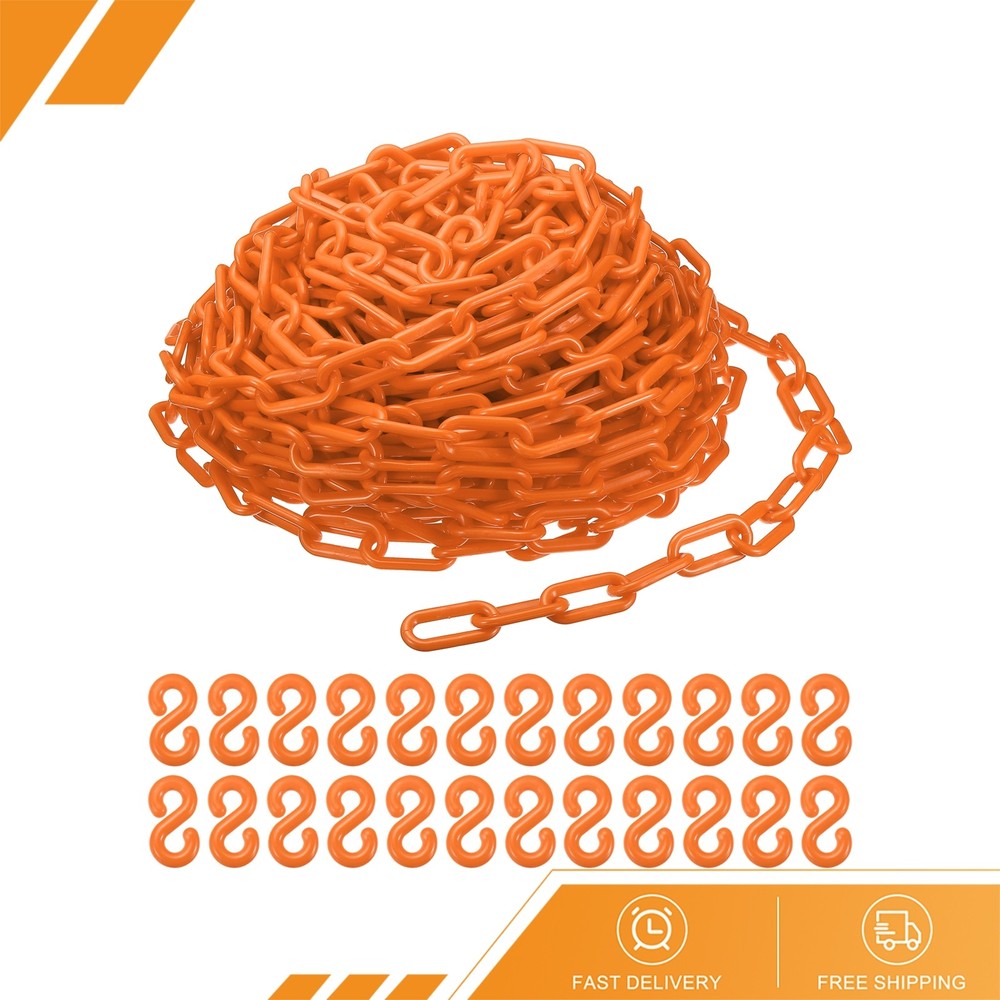 Plastic Chain 100 Foot 2" Safety Chains Orange Chains