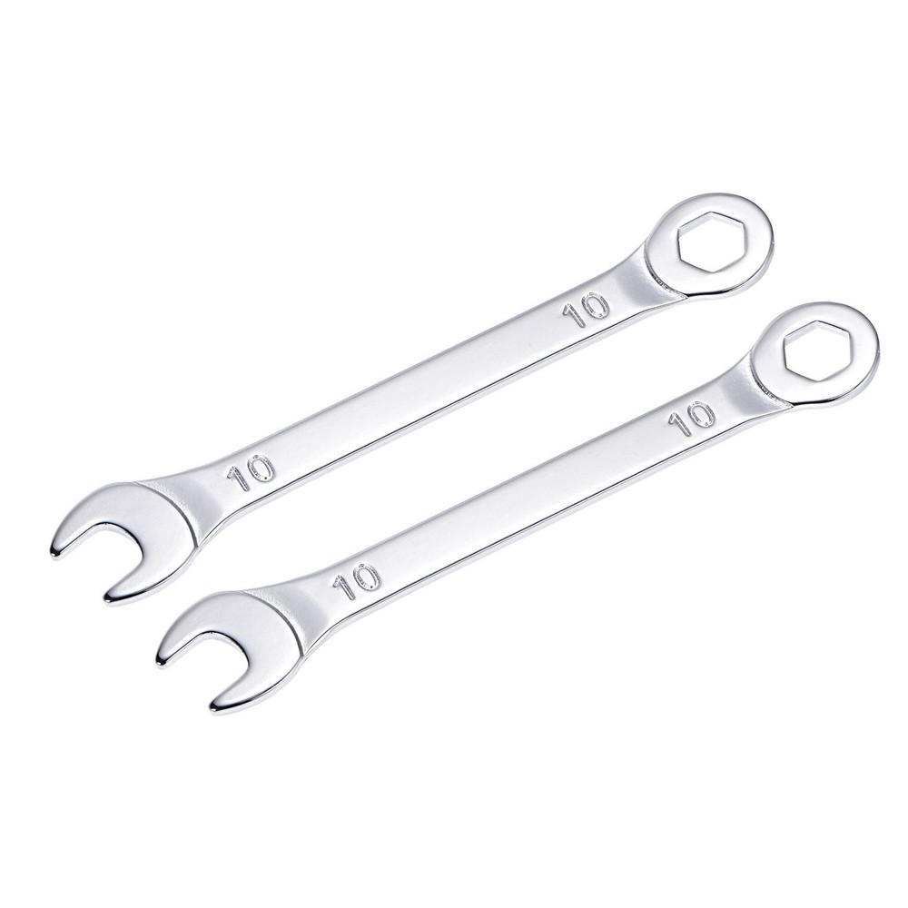 2pcs Thin Combination Wrench with Offset 6-Point End and Angled Open End 10mm