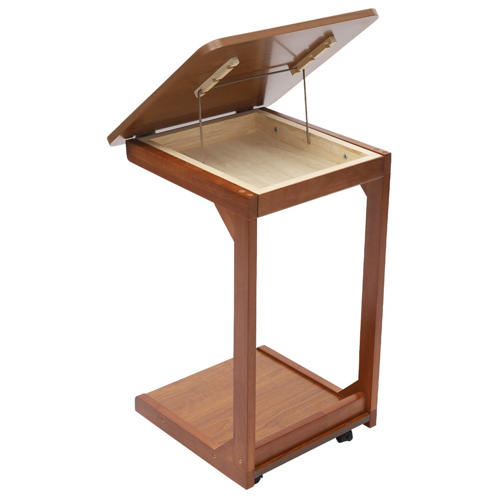 C-shaped Table Couch Table Sofa Bed Side Table W/ Wheels 40*40*63cm 0-40° Angle