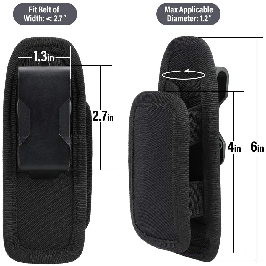 Tactical 360 Degrees Rotatable LED Flashlight Holder Torch Carry Belt Nylon Case
