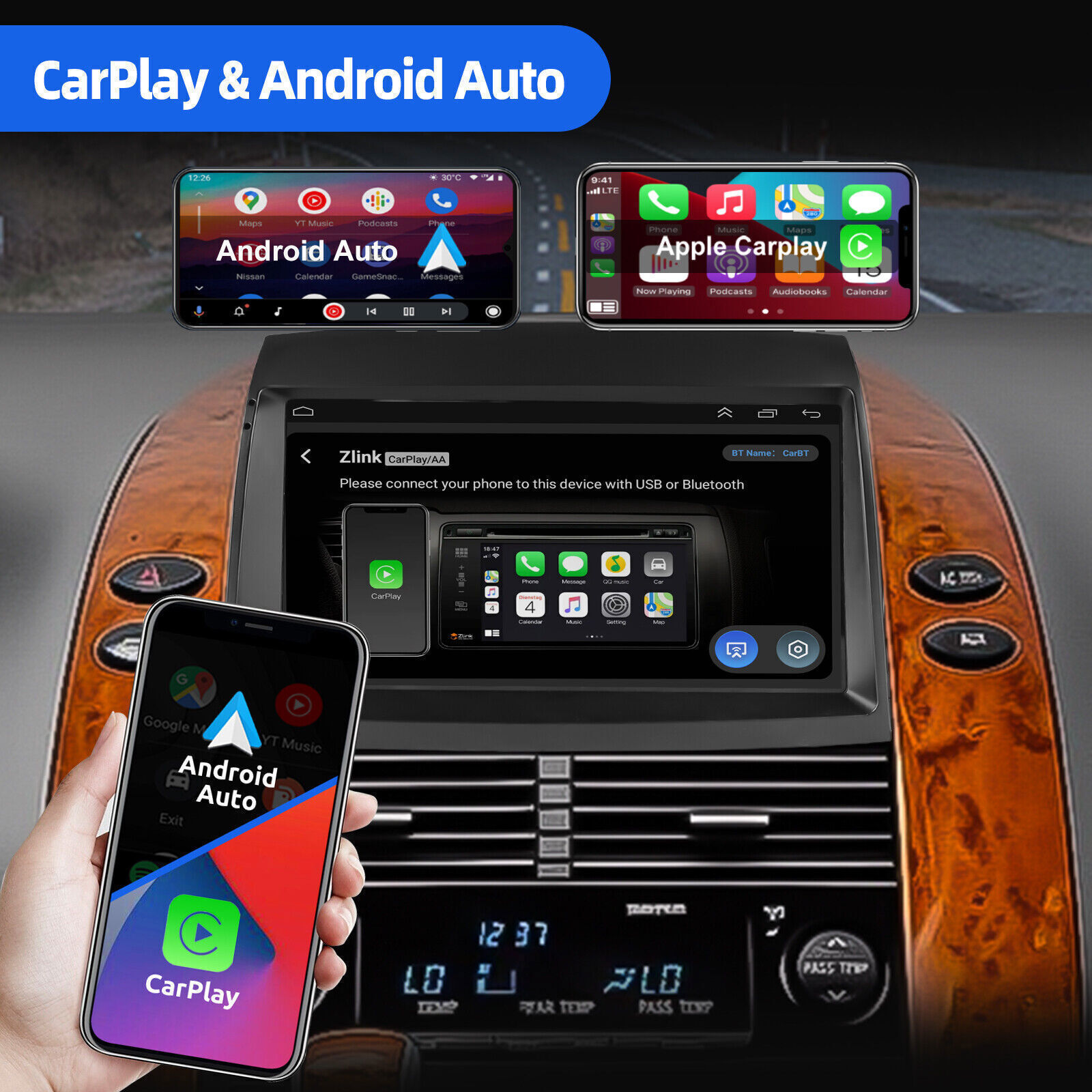 Android 13 Apple CarPlay For Toyota SIENNA 2004-2010 Car Stereo Radio GPS Navi