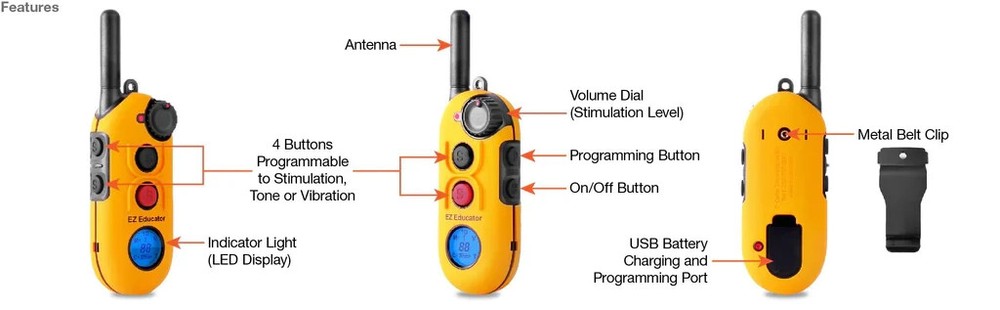 E-Collar EZ-900 Easy Educator Replacement TRANSMITTER ONLY YELLOW FREE CLICKER!