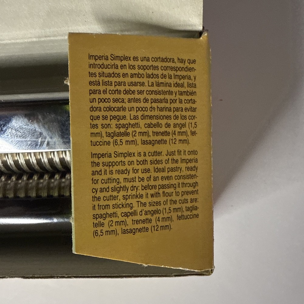 IMPERIA Simplex Pasta Maker Machine Attachment Spaghetti