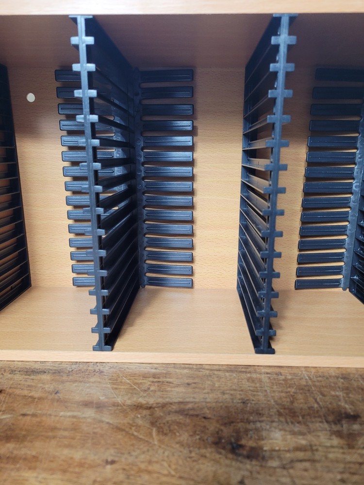 CD STORAGE BOX, 60 CD HOLDER, TIMBER AND PLASTIC CONSTRUCT
