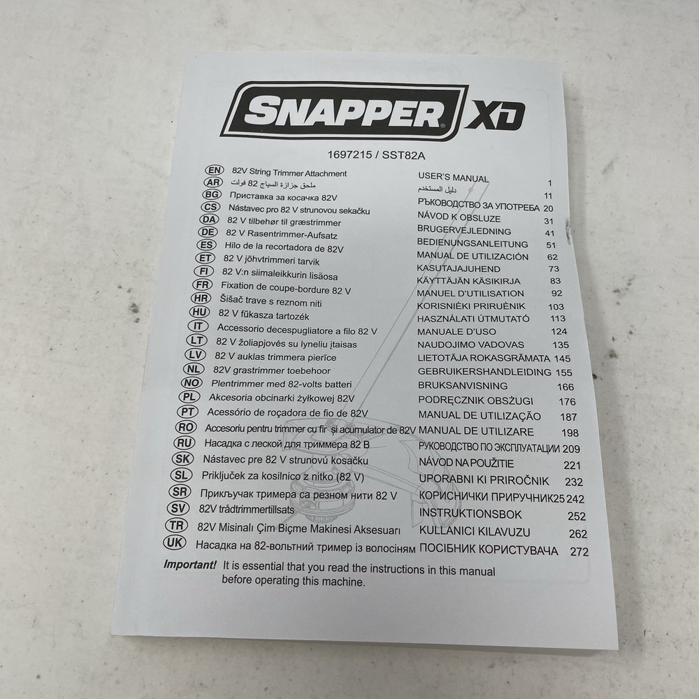 Snapper 82V Volt String Trimmer Head Attachment Model # 1697215