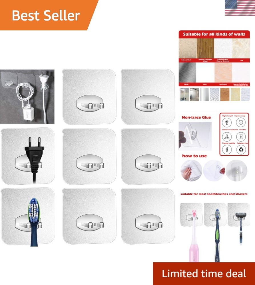 Invisible Design 6pcs Adhesive Hooks - Waterproof Holders for Smooth Surfaces