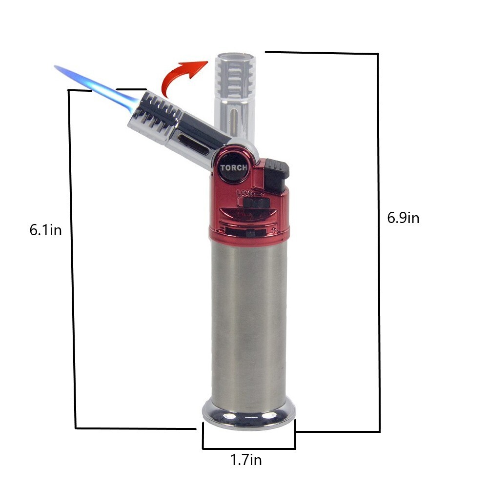 Metal Torch Lighter Adjustable Head Refillable Jet Flame for Cigar BBQ Gift