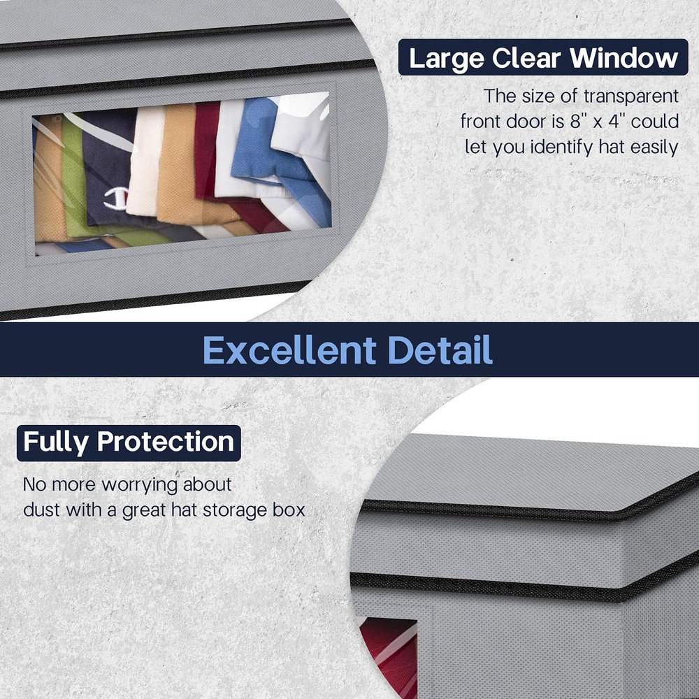 Stackable Hat Organzier Baseball Caps Storage Boxes Container Hold 30 Caps 2 PCS