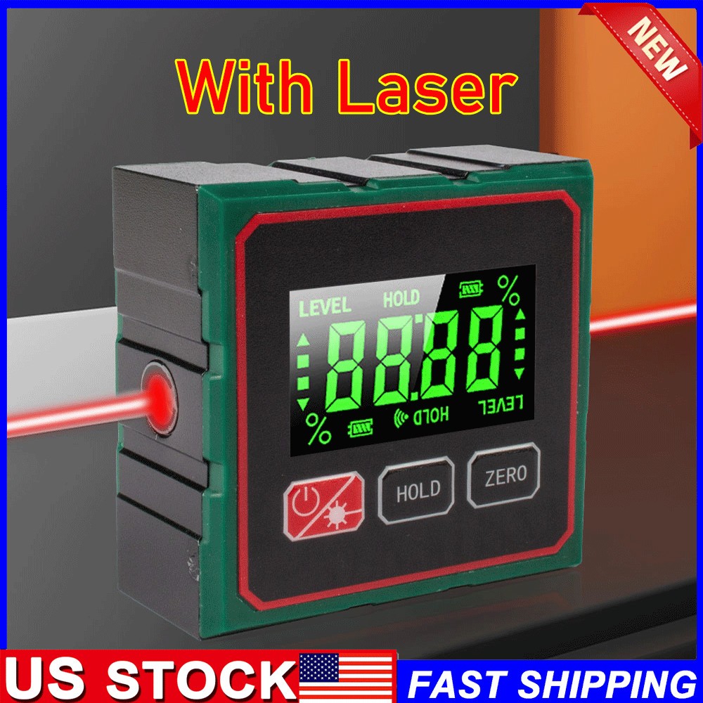 Digital Angle Finder W/ Laser Level Inclinometer Magnetic Angle Gauge Protractor