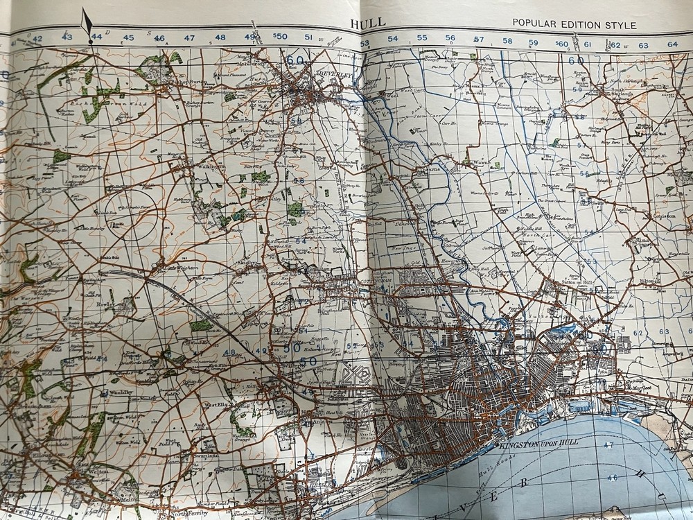 Original WW2 British Army GSGS Map - Hull