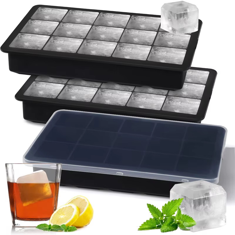 15 Grid Silicone Ice Cube Tray Large Whiskey Ice Maker US