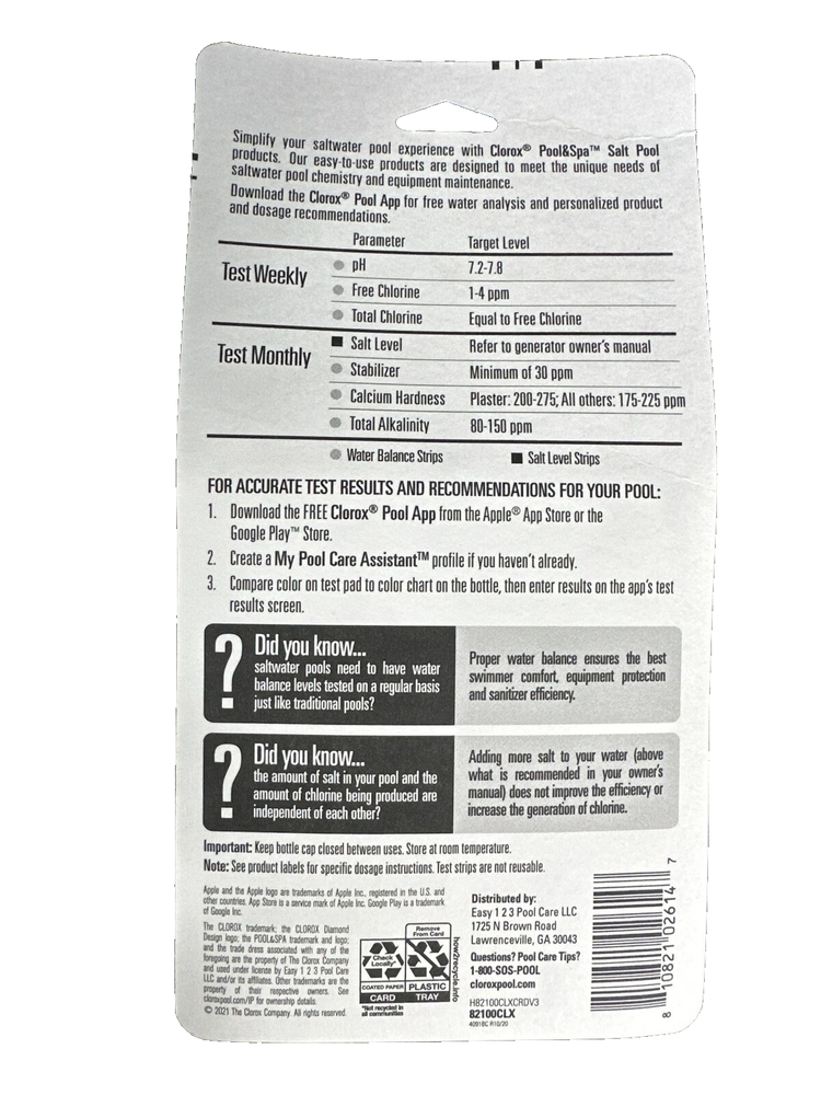 Clorox Pool & Spa 35-Pack Salt Pool Test Strips for Pool Water Testing