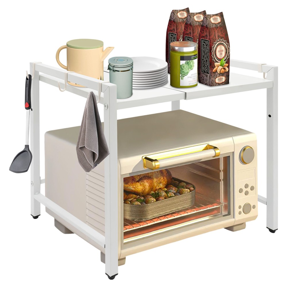 2 Tier Microwave Stand Adjustable Kitchen Shelf for Kitchen Countertop Organizer