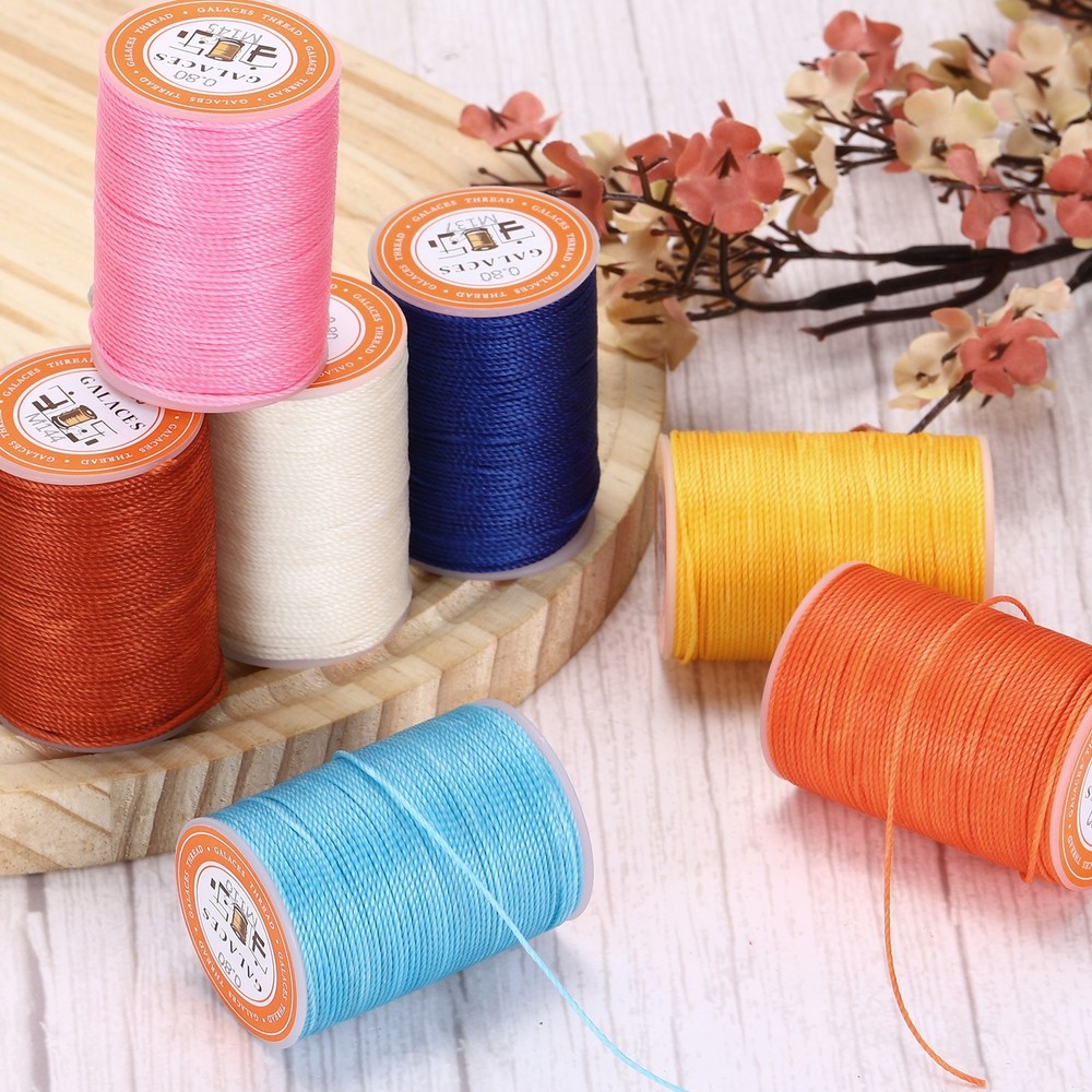 Waxed Cord 0.8mm 60 Yards Wax Bead Thread String Leather Thread Beige