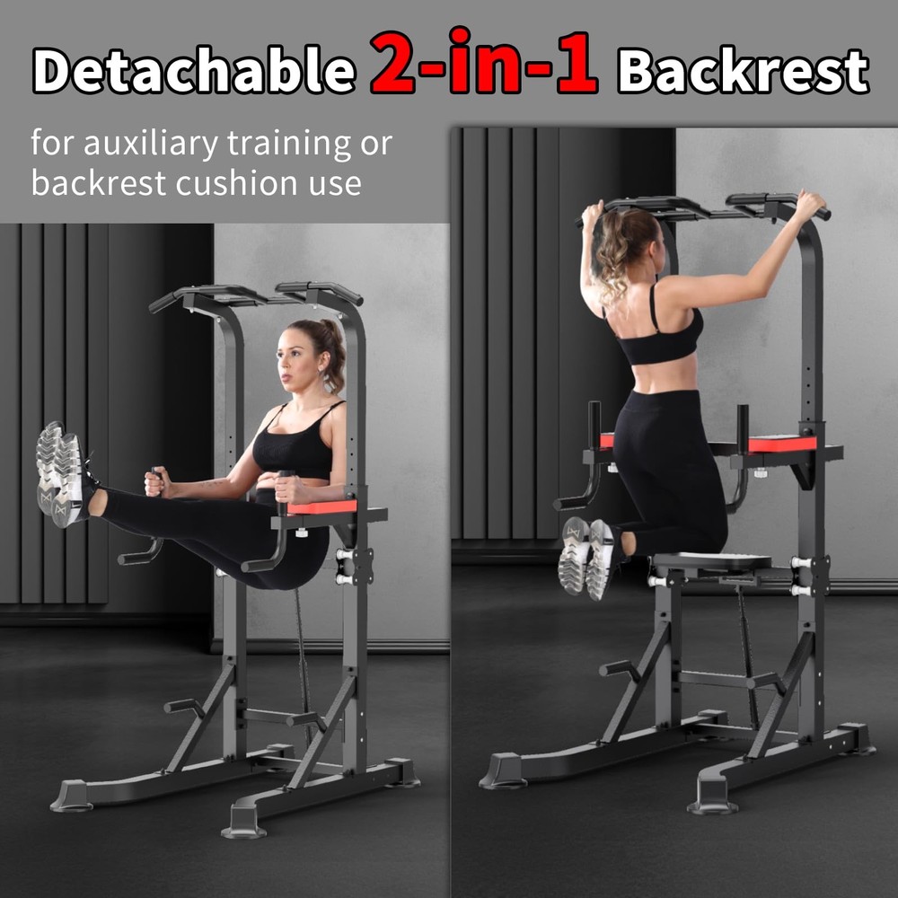 Power Tower Dip Station, Multi-Function Assistive Trainer Pull Up for Home Gy...