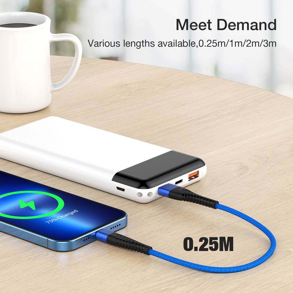 3/6/10FT Fast Charge USB Charger Cord & Data Sync Cable For iPhone Type C USB C