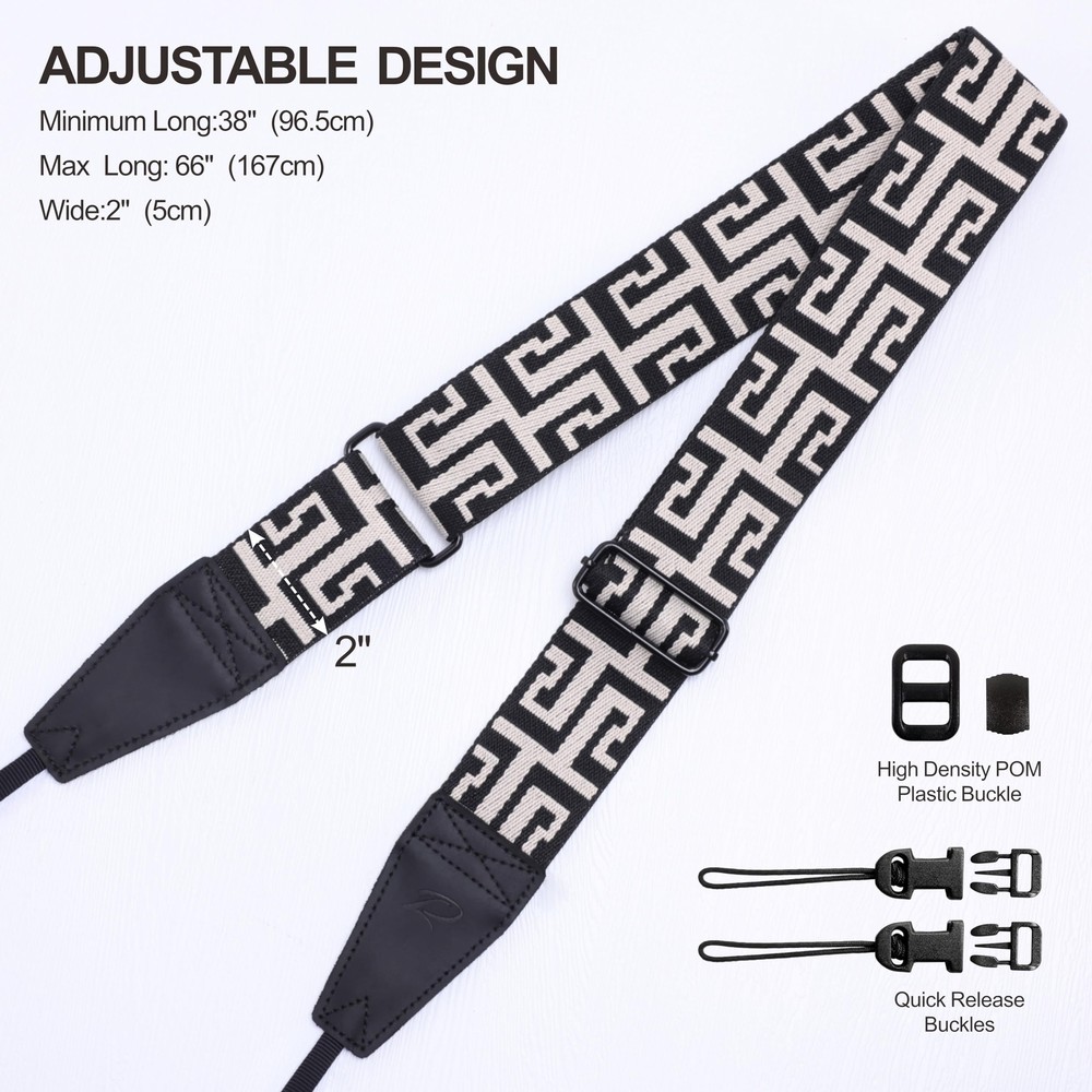 Adjustable Camera Strap - 2" Wide Top Layer Cowhide Head Camera Straps for Ph...