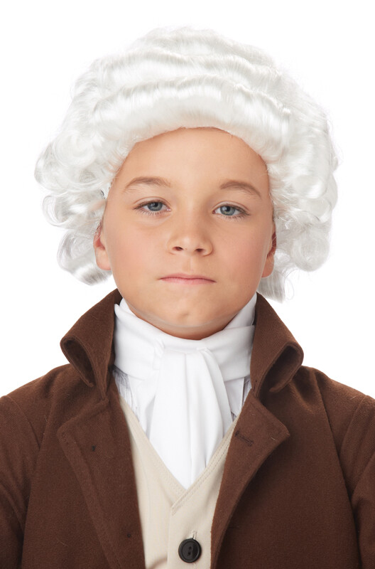 Child Colonial Man Peruke Costume Wig (White)
