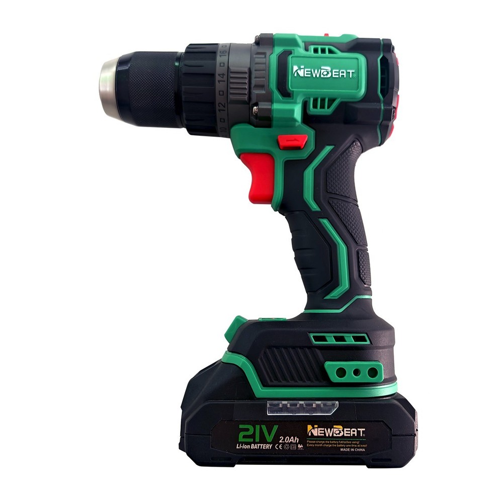 21V Cordless Impact Drill Brushless 90N.m 2 Batteries 1/2 Chuck Variable Speed