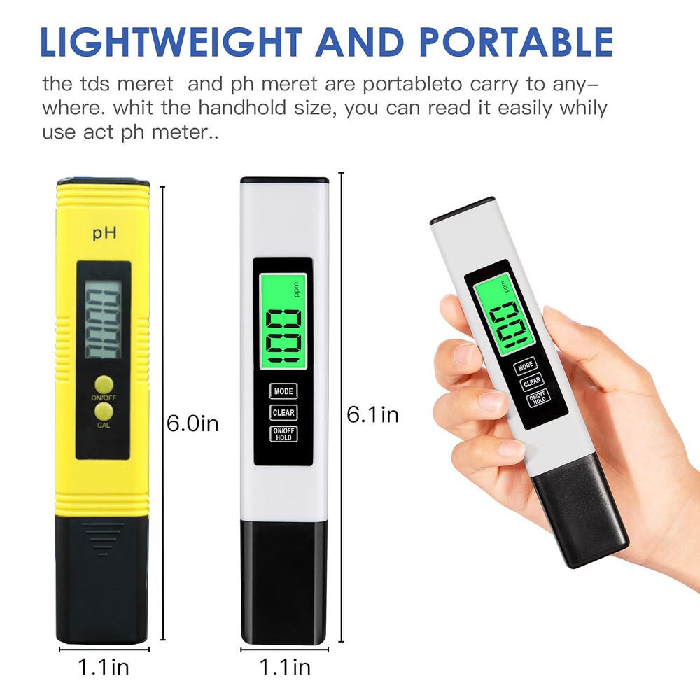 3Pcs Digital LCD PH Meter Pen +TDS EC Water Purity PPM Temperature Tester Tool