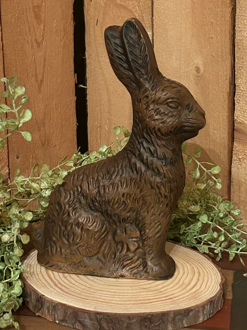 Small 3.5" Resin chocolate Bunny spring easter tier tray decor primitive rabbit