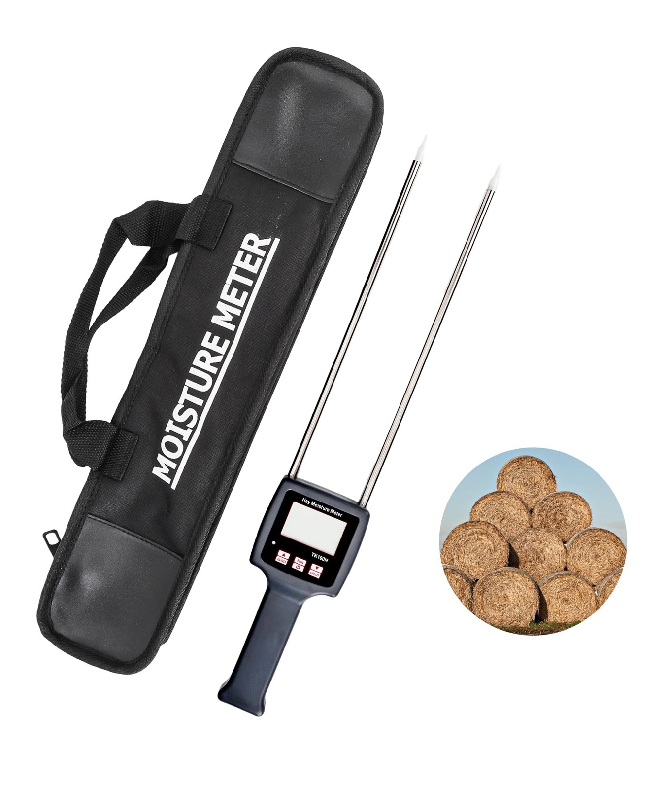 TK100H Portable Hay Meter, Hay Tester with Probe, Fast Measurements, for Cere...