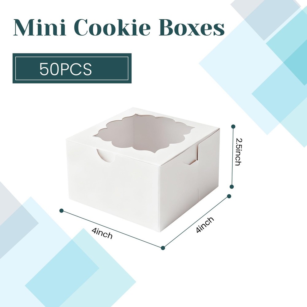 50pcs Cookie Boxes with Window Bakery Boxes Small Treat Boxes Small Cake boxe...