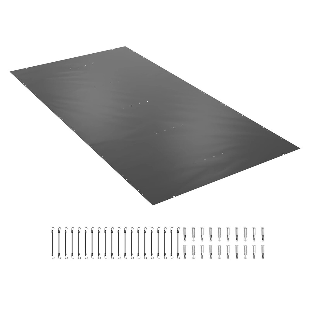Pool Safety Cover In-ground PVC Rectangular Solid Charcoal Pool Covers
