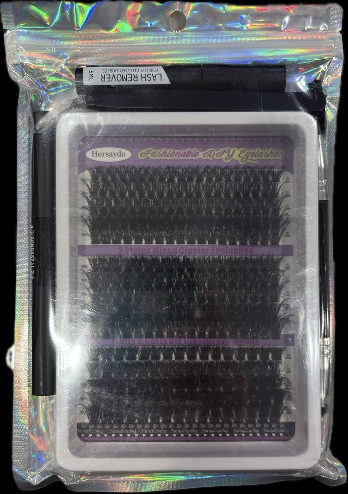 Hersaydo Cluster Eyelashes Black Natural Curling Effect DIY Kit