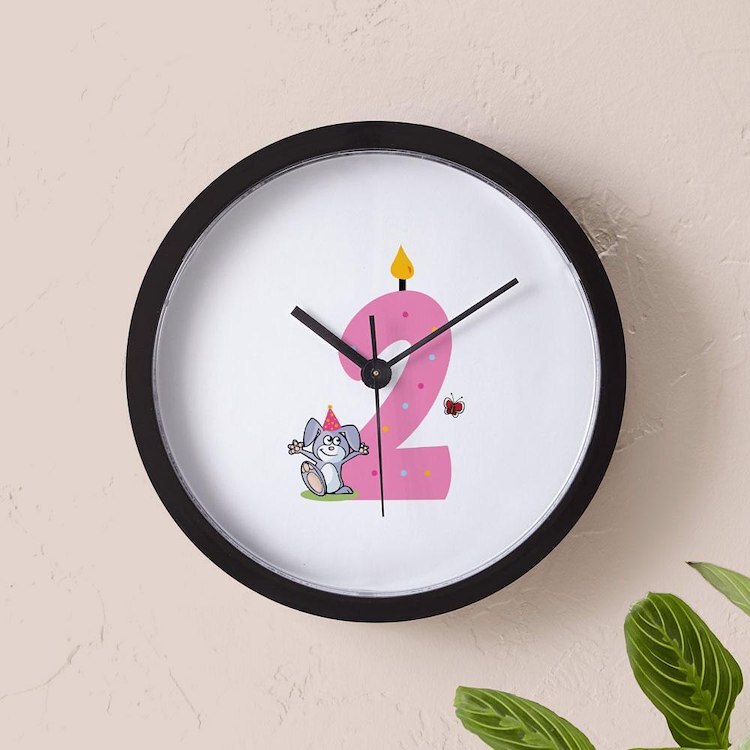 CafePress Second Birthday Bunny 10" Wall Clock (802404273)
