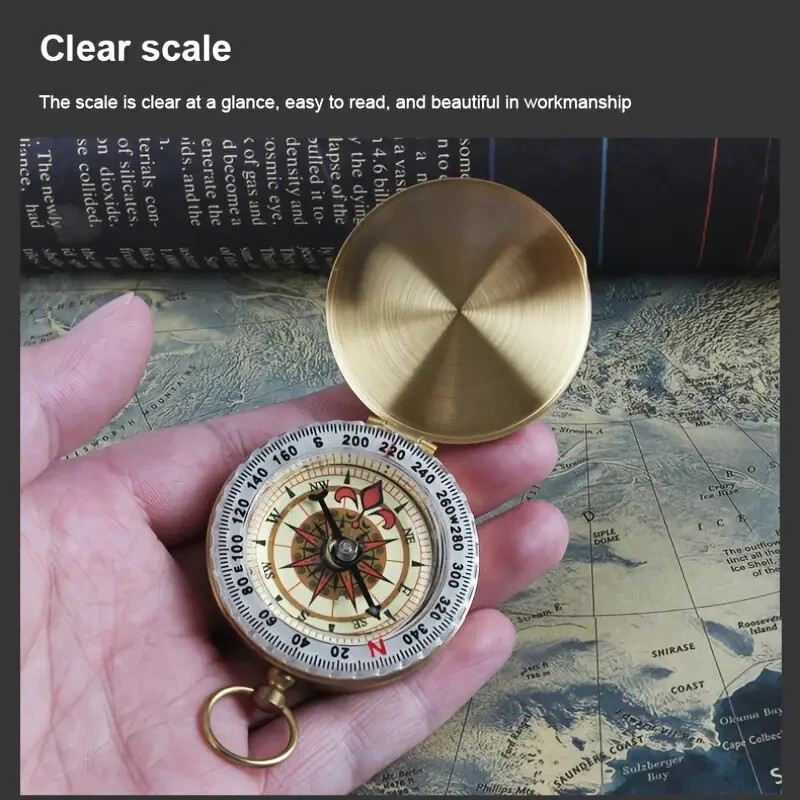 Waterproof Luminous Compass Camping Hiking Brass Compass Portable Compass