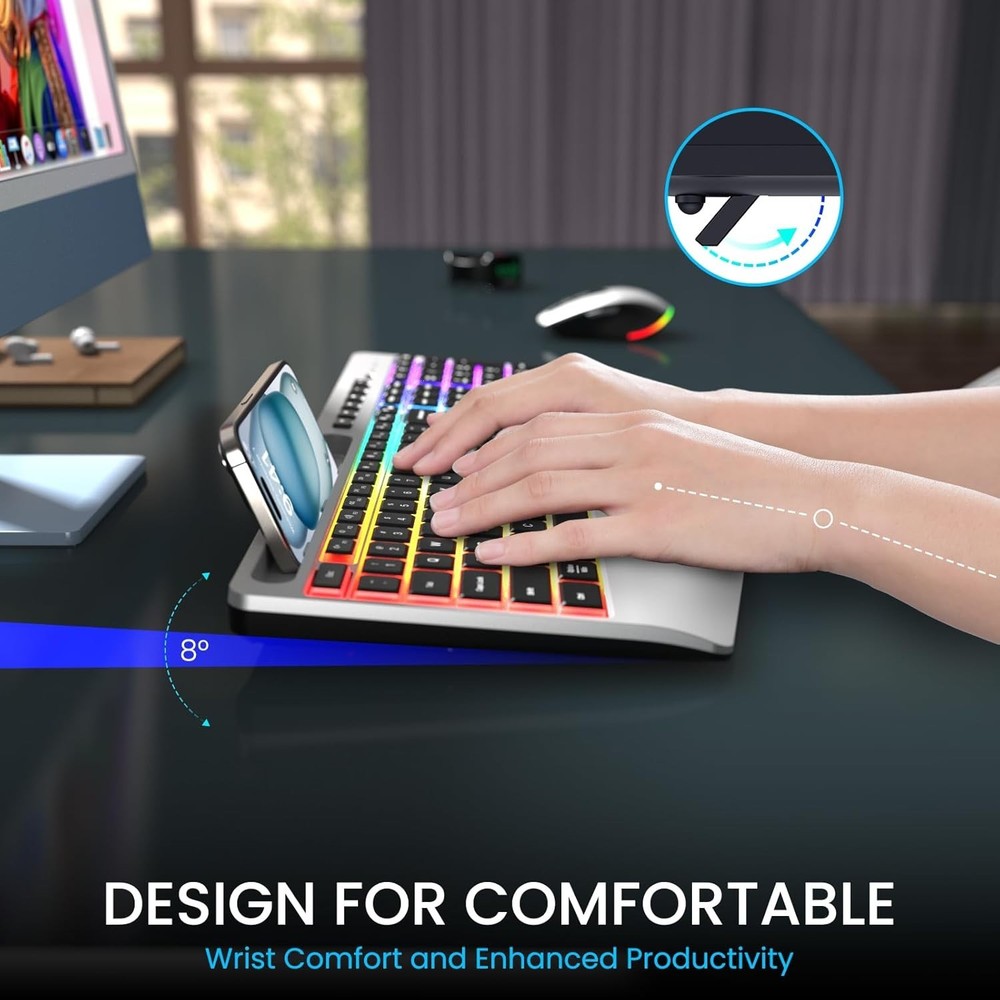 Wireless Bluetooth Keyboard and Mouse for Mac, Multi-Device Rechargeable Slim...