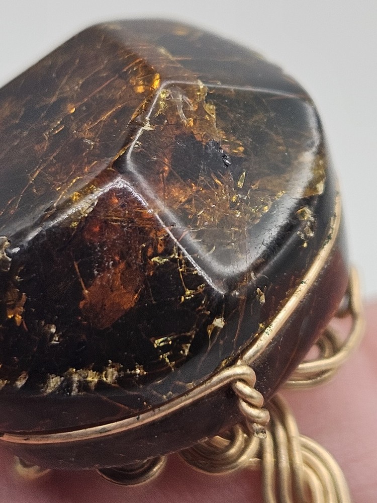 Handcrafted Amber Braided Wire Ring Size 9