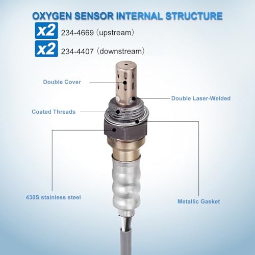 Oxygen Sensor Upstream Downstream 4PCS O2 Sensor 234-4669 234-4407 Compatible
