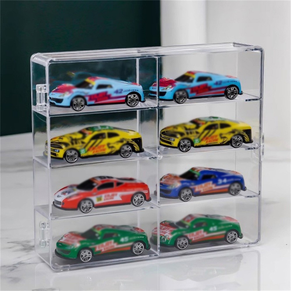 Car Display Case For 1/64 H-W Storage 8 Cars With Locking Latch Stackable