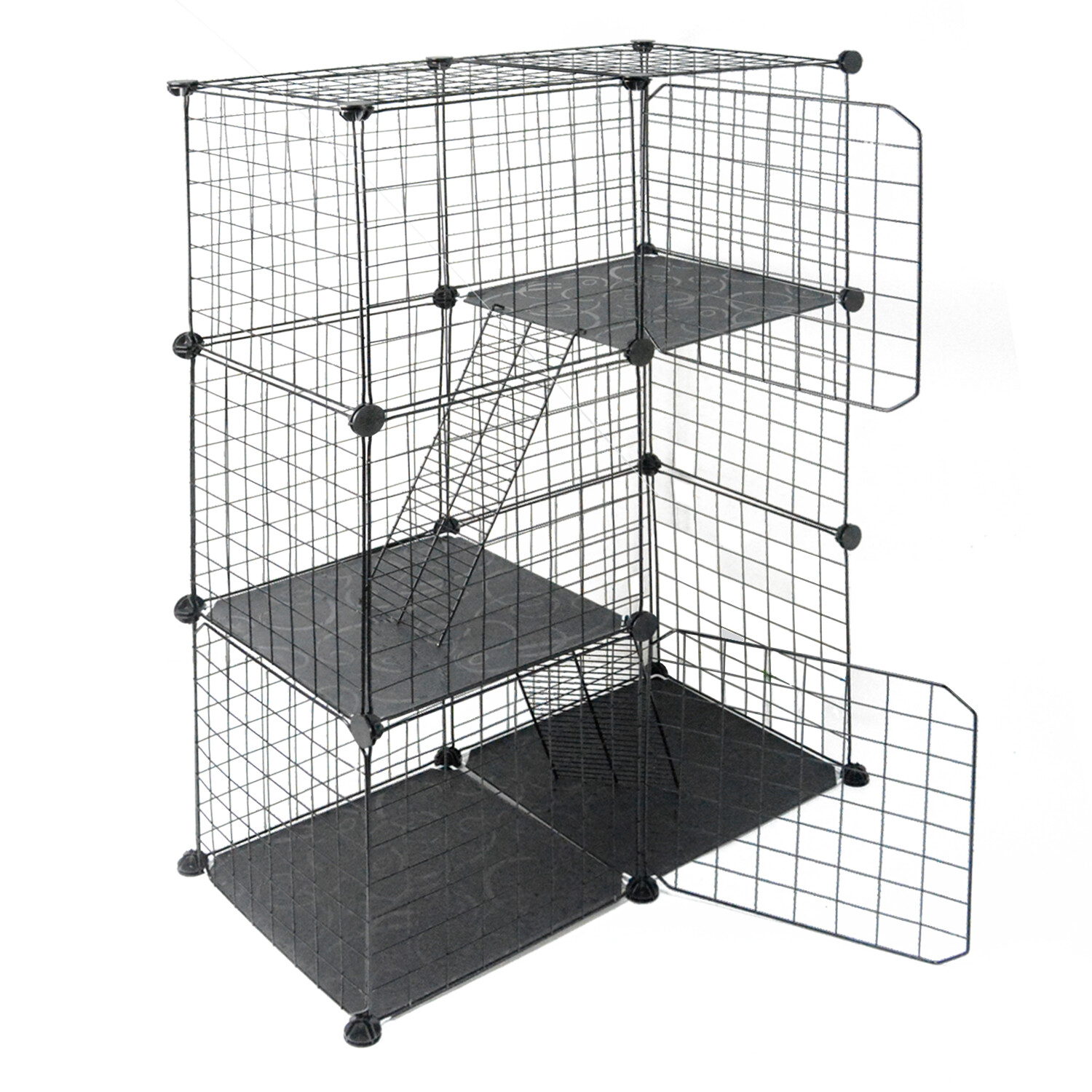 Cat Cage with Storage Cube DIY Indoor Catio Cat Enclosures Metal Cat Playpen