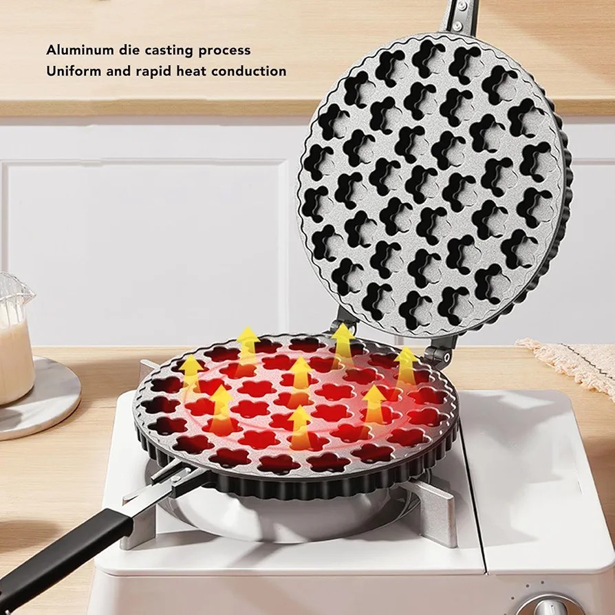 Bubble Waffle Maker, Nonstick Double Side Star Pattern Hong Kong Egg Waffler
