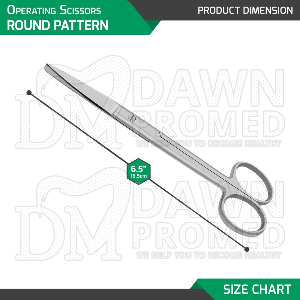 6 Pcs Operating Scissors 6.5" Straight Sharp Blunt Round Pattern Surgical Set
