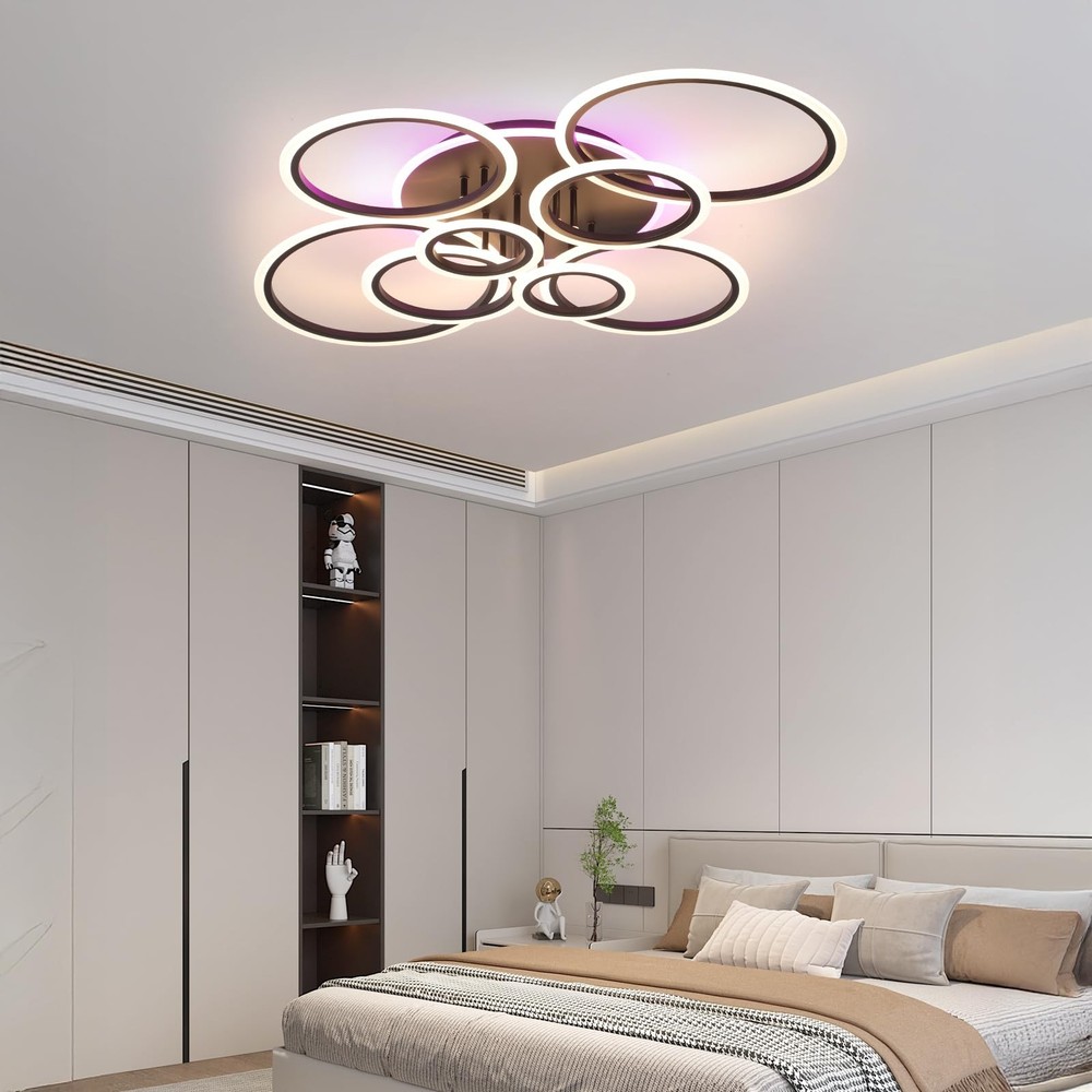 Modern LED Ceiling Light,41.3'' Dimmable Flush Mount Ceiling Lights with Remo...