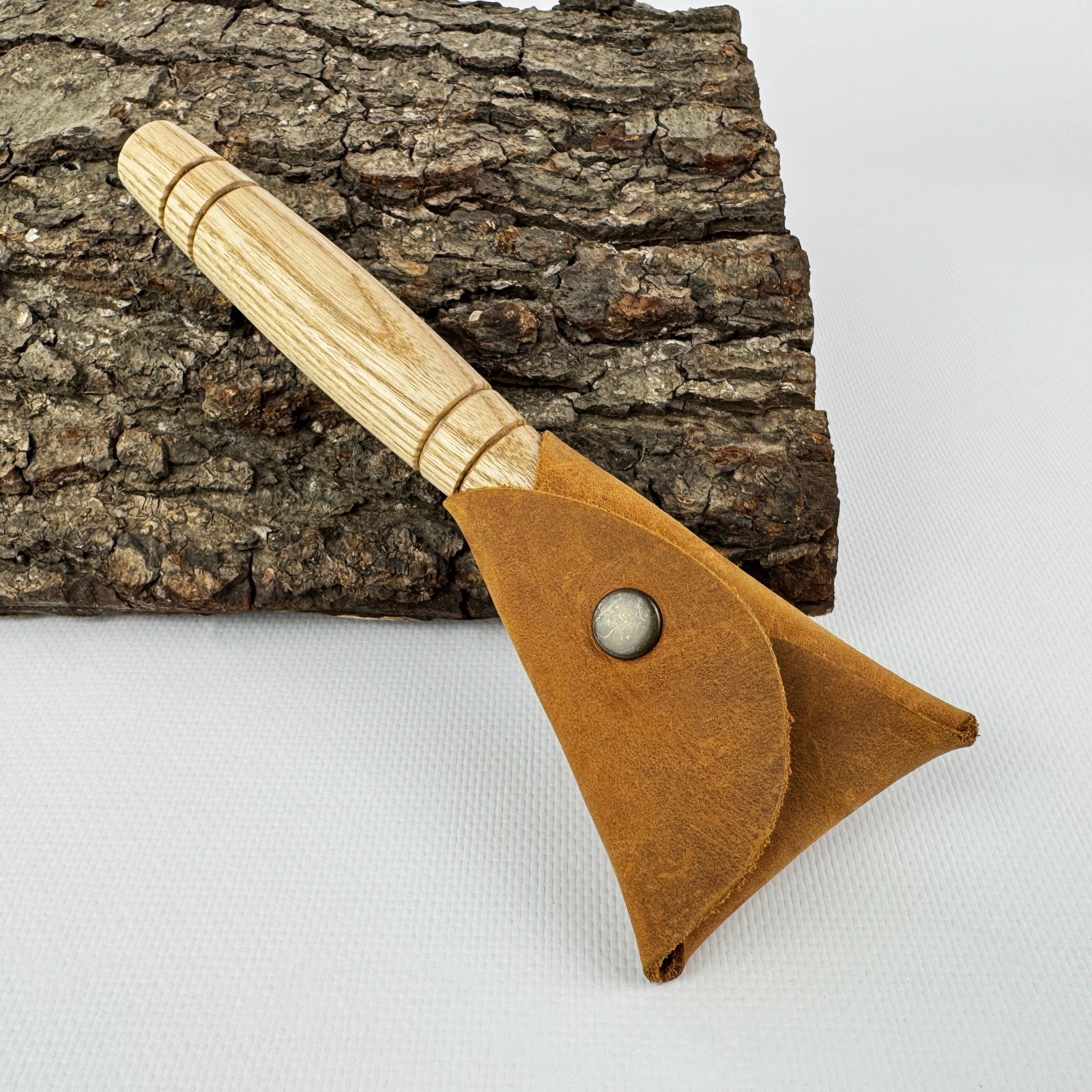 Hand-Forged Hook Knife – 52100 Steel Blade, Ash Handle, With Leather Sheath