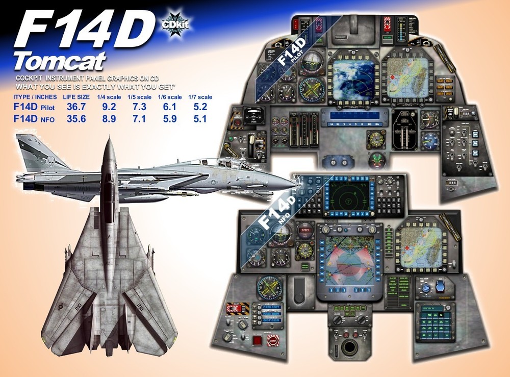F14D TOMCAT COCKPIT instrument panel CDkit