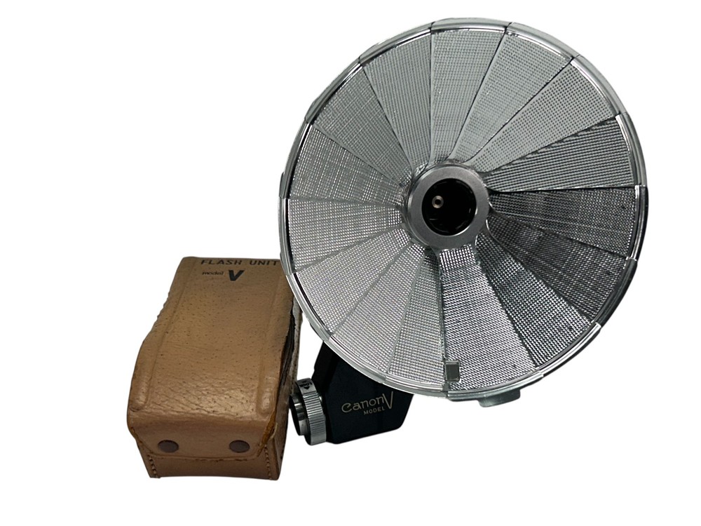 [Untested] Canon Flash Unit Model V with Leather Case From JAPAN