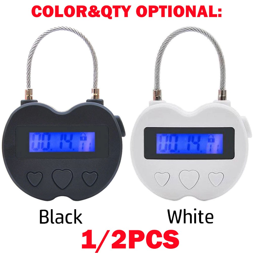 1/2Pcs USB Rechargeable Smart Time Lock LCD Display Temporary Timer Padlock HOT