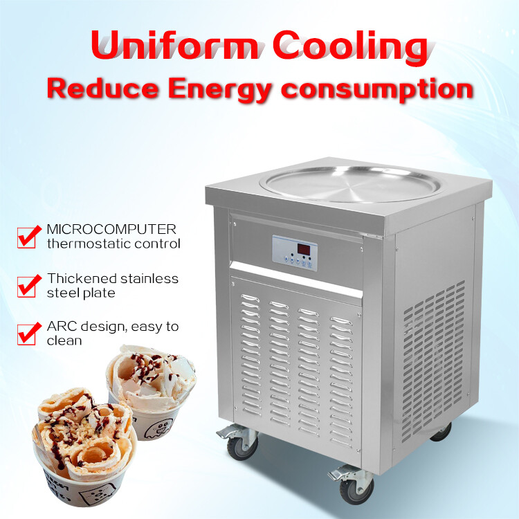 Kolice 22'' Single Pan Fried Ice Cream Machine Rolled Ice Cream Machine-ETL CE