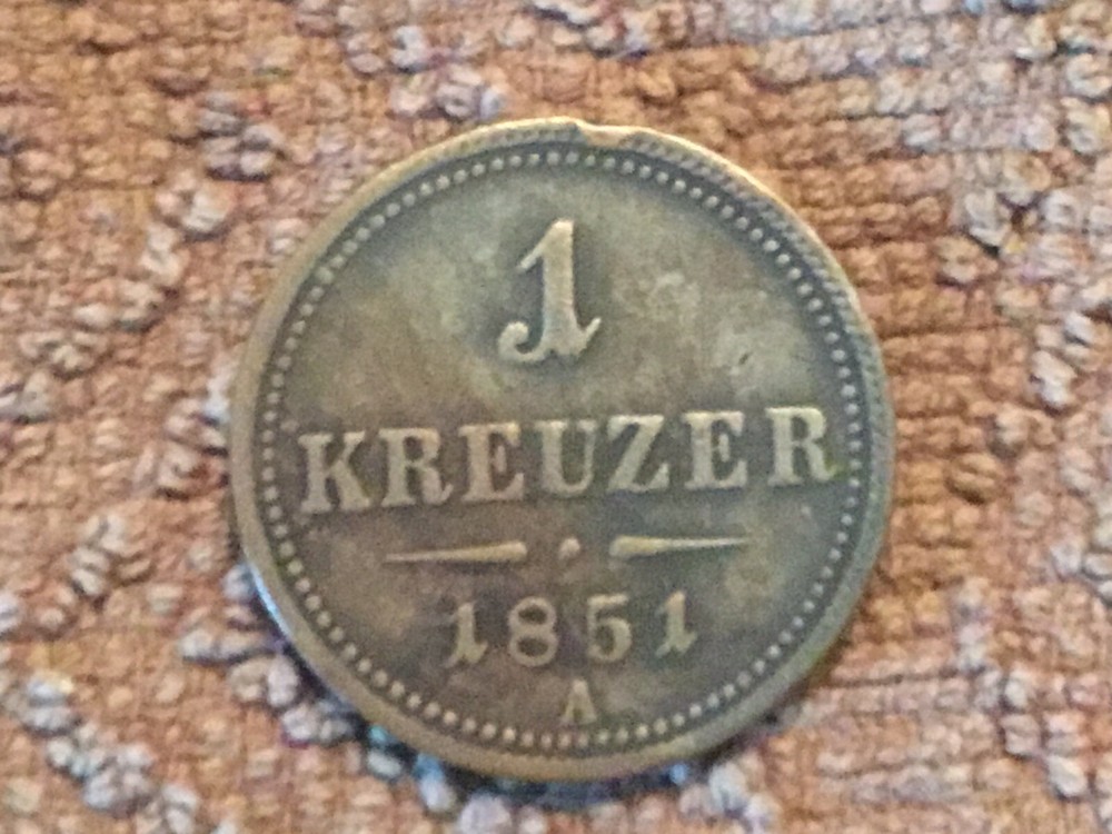 1851 A 1 Kreuzer AUSTRIAN with double-headed eagle Uncertified #2