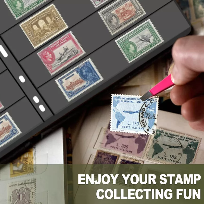 10PCS Black Stamp Stock Pages 7 Rows Double Side Archival Sheet US